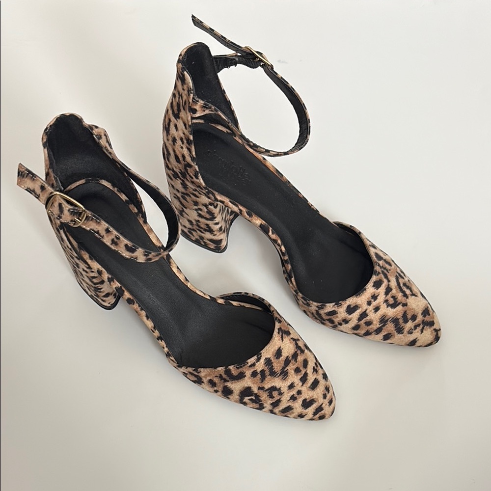 Charlotte Russe Leopard Print Heels with Ankle Strap